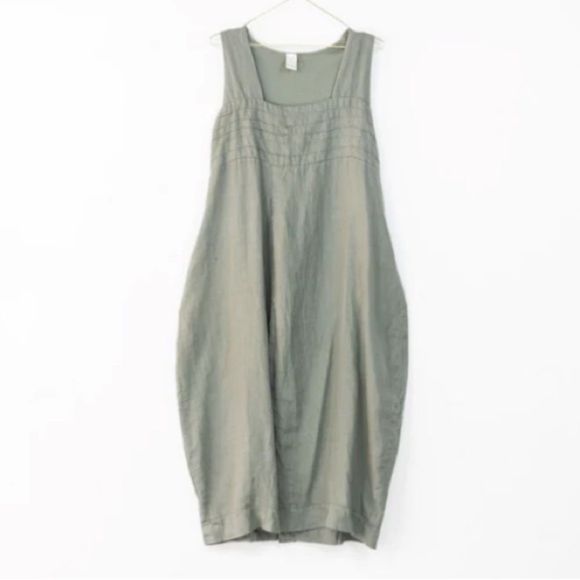Women’s Montaigne Italian Linen Luca Forest Green Dress One Size Fits All - Picture 1 of 13